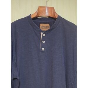 Venado Shirt Mens 2XLT Tall Navy Blue Henley Long Sleeve 3-Button Stretch Knit